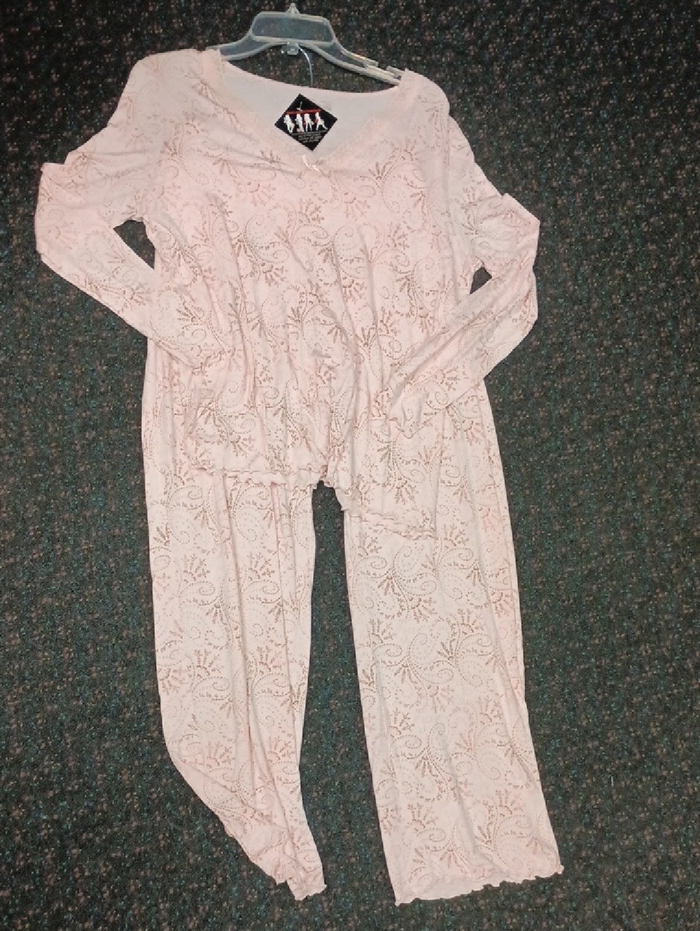 Gilligan & O'Malley Light Pink Lace-Detail Pajama Set